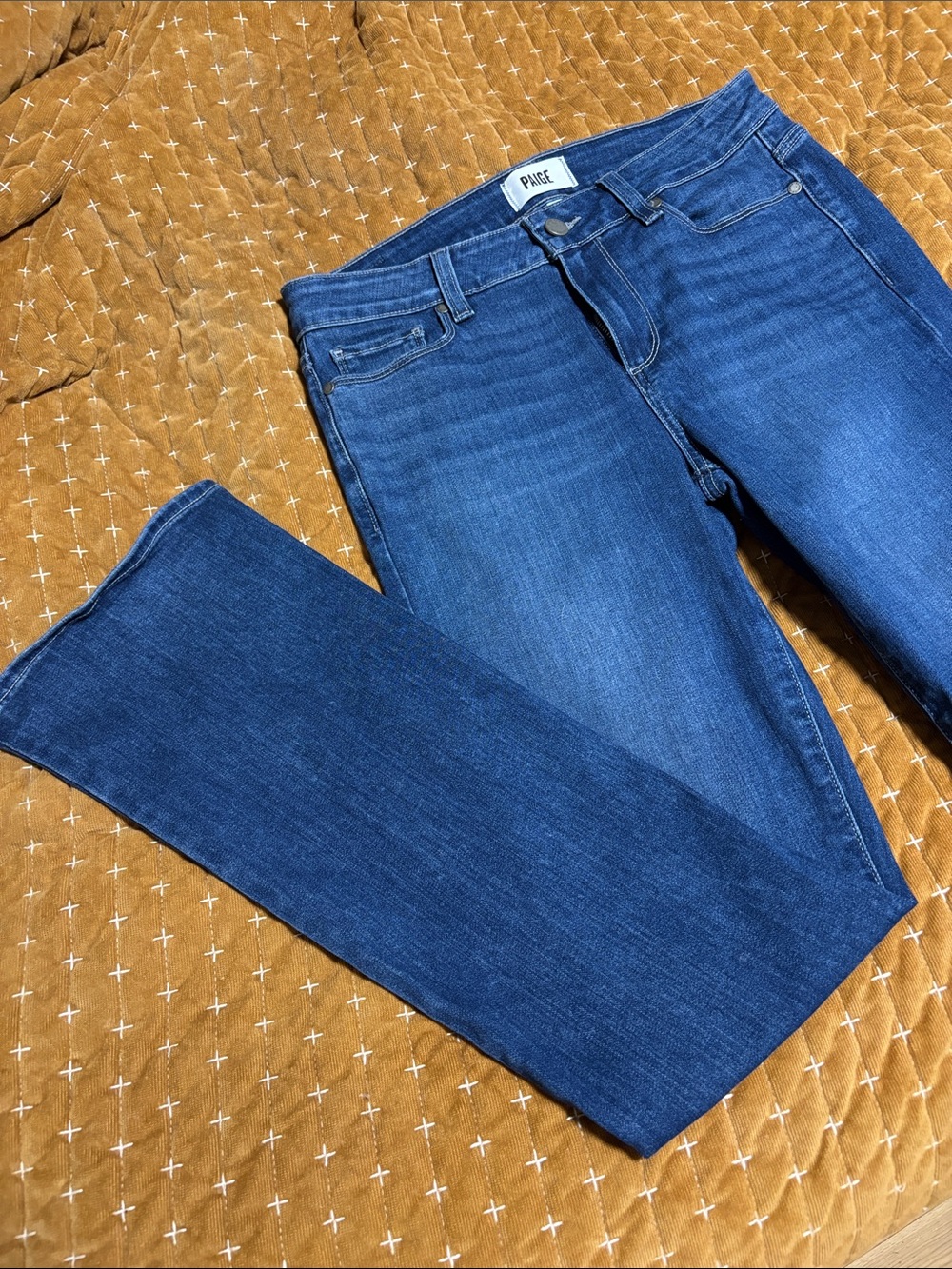 PAIGE Dark Blue Straight Leg Jeans MANHATTAN